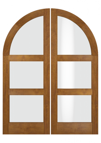 WDMA 84x84 Door (7ft by 7ft) Interior Swing Mahogany Round Top 3 Lite Transitional Home Style Exterior or Double Door 2