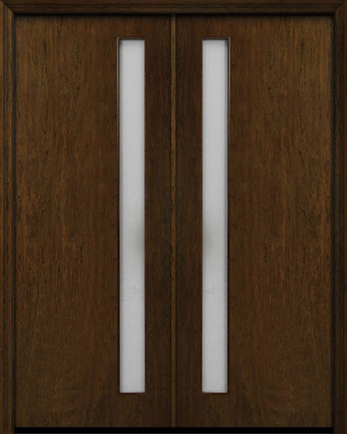 WDMA 84x96 Door (7ft by 8ft) Exterior Cherry 96in Contemporary One Vertical Lite Double Fiberglass Entry Door 1