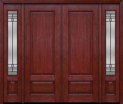 WDMA 84x96 Door (7ft by 8ft) Exterior Cherry 96in Two Panel Double Entry Door Sidelights Pembrook Glass 1