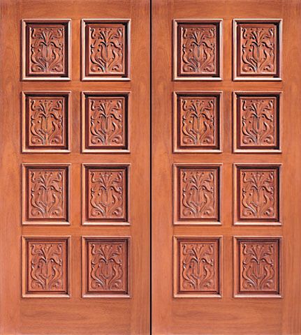 WDMA 84x96 Door (7ft by 8ft) Exterior Mahogany Double Door Hand Carved 8-Panel in  1