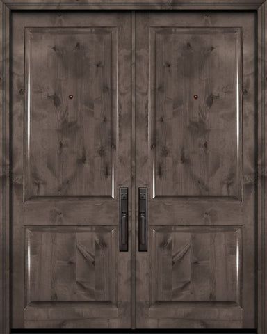 WDMA 84x96 Door (7ft by 8ft) Exterior Knotty Alder 42in x 96in Double 2 Panel Estancia Alder Door 1