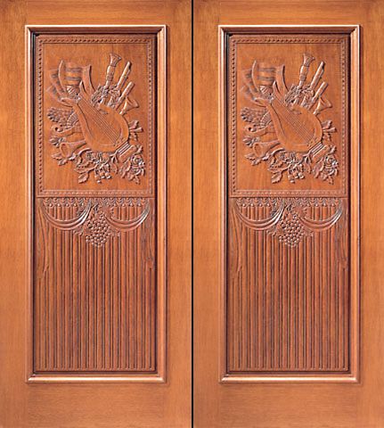 WDMA 84x96 Door (7ft by 8ft) Exterior Mahogany Double Door Hand Carved One Panel in  1