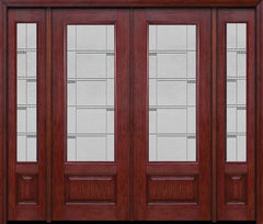 WDMA 84x96 Door (7ft by 8ft) Exterior Cherry 96in 3/4 Lite Double Entry Door Sidelights Crosswalk Glass 1