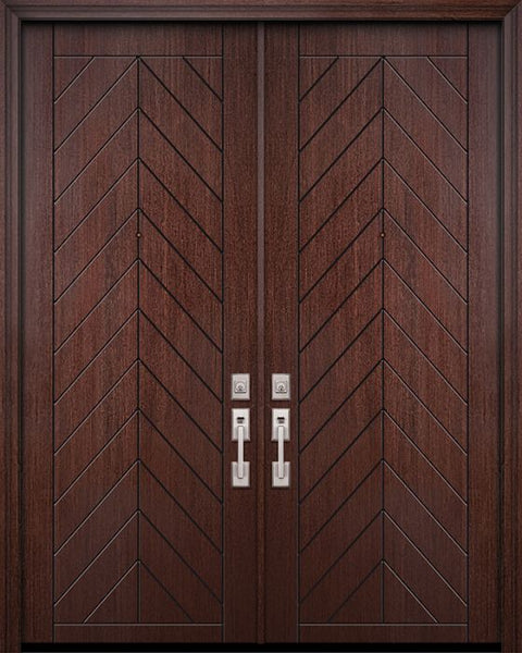 WDMA 84x96 Door (7ft by 8ft) Exterior Mahogany 42in x 96in Double Chevron Contemporary Door 1