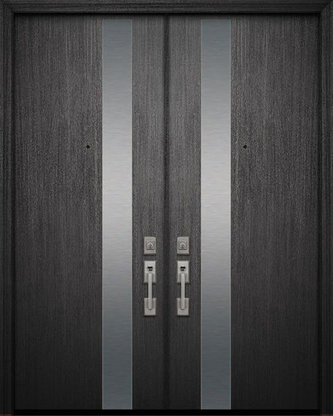 WDMA 84x96 Door (7ft by 8ft) Exterior Mahogany 42in x 96in Double Costa Mesa Solid Contemporary Door 1