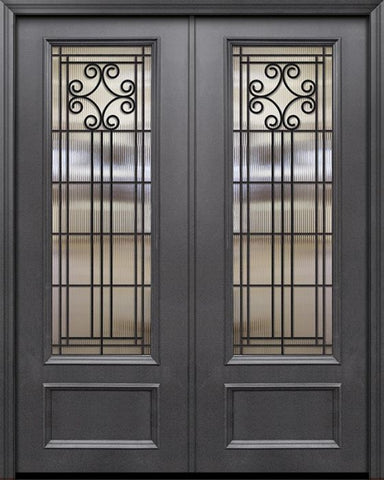 WDMA 84x96 Door (7ft by 8ft) Exterior 42in x 96in ThermaPlus Steel Novara 1 Panel 3/4 Lite GBG Double Door 1