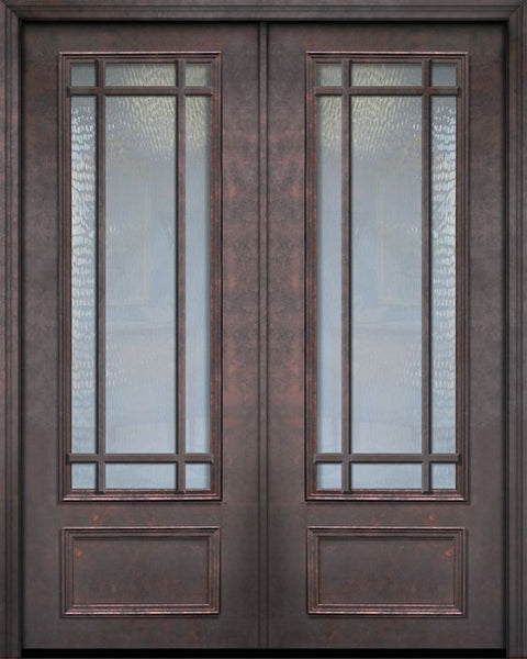 WDMA 84x96 Door (7ft by 8ft) Exterior 42in x 96in ThermaPlus Steel 9 Lite SDL 3/4 Lite Double Door 1