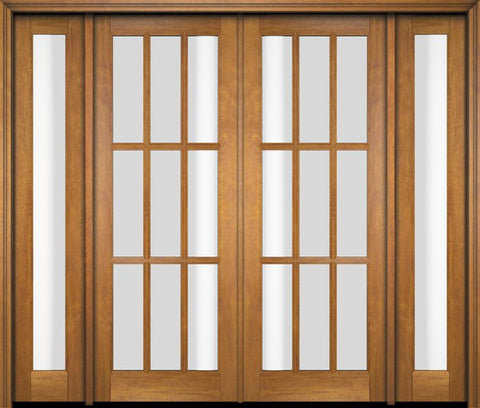 WDMA 86x80 Door (7ft2in by 6ft8in) Exterior Swing Mahogany 9 Lite TDL Double Entry Door Full Sidelights 1