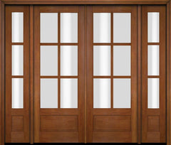 WDMA 86x80 Door (7ft2in by 6ft8in) Exterior Swing Mahogany 3/4 6 Lite TDL Double Entry Door Sidelights 4