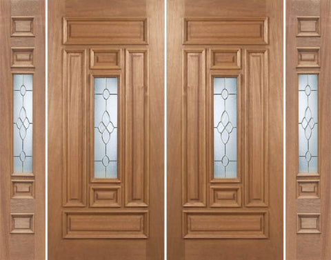 WDMA 88x80 Door (7ft4in by 6ft8in) Exterior Mahogany Narrow Double Door/2side w/ C Glass 1