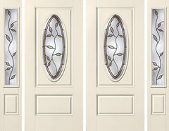 WDMA 88x80 Door (7ft4in by 6ft8in) Exterior Smooth Avonlea 3/4 Captured Oval Lite 1 Panel Star Double Door 2 Sides 1