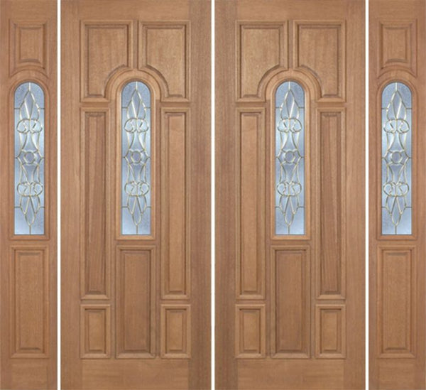 WDMA 88x96 Door (7ft4in by 8ft) Exterior Mahogany Revis Double Door/2side w/ L Glass - 8ft Tall 1