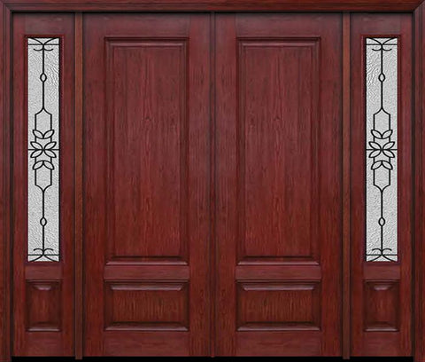 WDMA 88x96 Door (7ft4in by 8ft) Exterior Cherry 96in Two Panel Double Entry Door Sidelights Mediterranean Glass 1