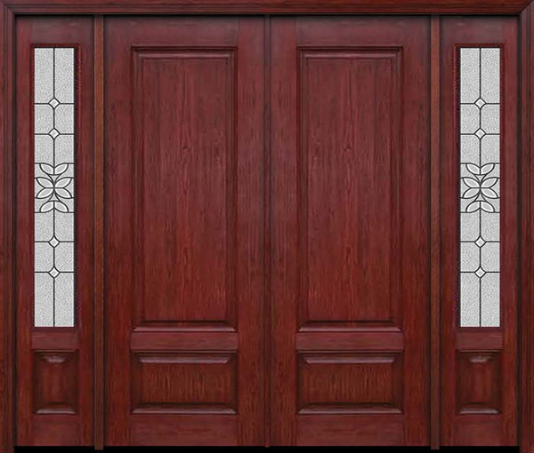 WDMA 88x96 Door (7ft4in by 8ft) Exterior Cherry 96in Two Panel Double Entry Door Sidelights Cadence Glass 1