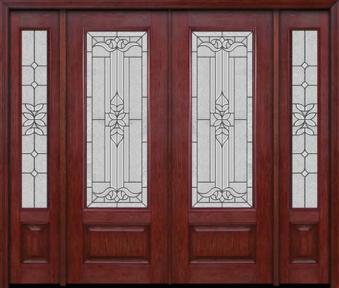 WDMA 88x96 Door (7ft4in by 8ft) Exterior Cherry 96in 3/4 Lite Double Entry Door Sidelights Cadence Glass 1