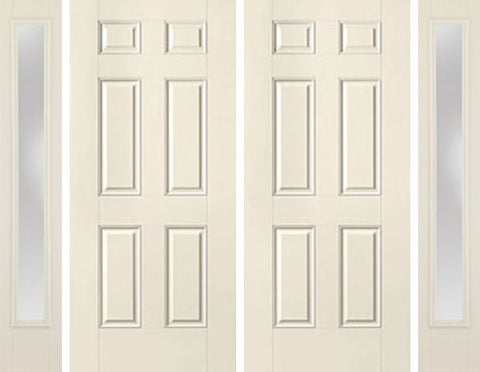 WDMA 92x80 Door (7ft8in by 6ft8in) Exterior Smooth 6 Panel Star Double Door 2 Sides Clear 1