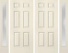 WDMA 92x80 Door (7ft8in by 6ft8in) Exterior Smooth 6 Panel Star Double Door 2 Sides Clear 1