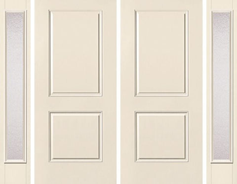 WDMA 92x80 Door (7ft8in by 6ft8in) Exterior Smooth 2 Panel Square Top Star Double Door 2 Sides Granite Full Lite 1