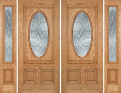 WDMA 96x80 Door (8ft by 6ft8in) Exterior Oak Watson Double Door/2side w/ A Glass 1