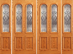 WDMA 96x80 Door (8ft by 6ft8in) Exterior Mahogany Arch Twin Lite Entry Double Door Two Sidelights 1