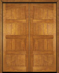 WDMA 96x96 Door (8ft by 8ft) Interior Swing Mahogany 4 Panel V-Grooved Plank Rustic-Old World Exterior or Double Door 1