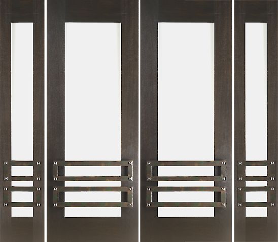 WDMA 96x96 Door (8ft by 8ft) Exterior Mahogany 2-1/4in Thick Double Doors Sidelights Low-E Glass Iron Work 1