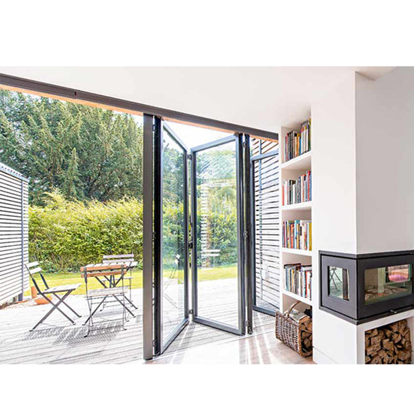 WDMA Double Glazed Aluminium Accordion Sliding Folding Doors With Retractable Flyscreen