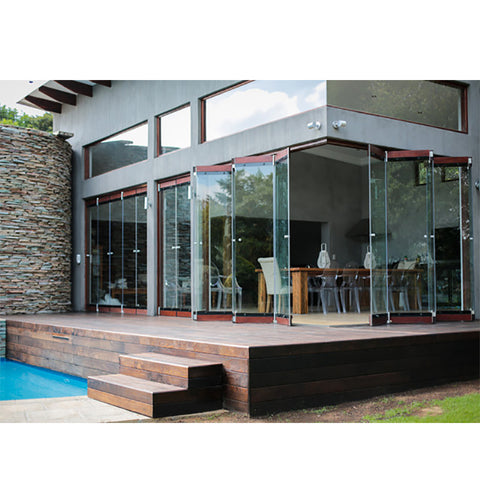 China WDMA Frameless Folding Glass Doors