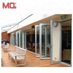 wooden color cheap interior folding doors for balcony with grill design MQ-227 on China WDMA