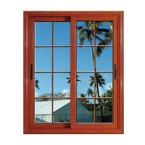 wooden grain frame aluminum sliding window built in blinds on China WDMA